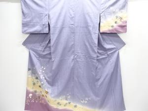 手描き友禅　童子模様手織り紬訪問着